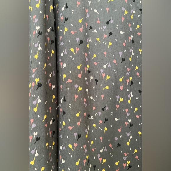 I Heart Ronson Confetti Tulip Print Long Sleeve Black Collar Grey Dress L - Picture 2 of 11